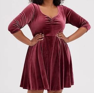 Velvet Burgundy Skater Dress